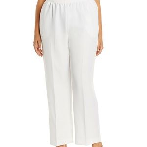 Alfred Dunner White Pull On Poly Wide Leg Pants